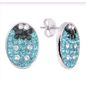 Ferido Crystal Turquoise Ladybug Stud Earrings For Pierced Ears
